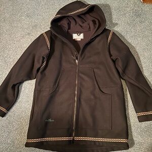 Wintergreen Ely Black Anorak Wool Coat Size Womens Small